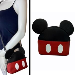 New With Tags Disney Mickey Mouse Ears Black Red Convertible Crossbody Purse